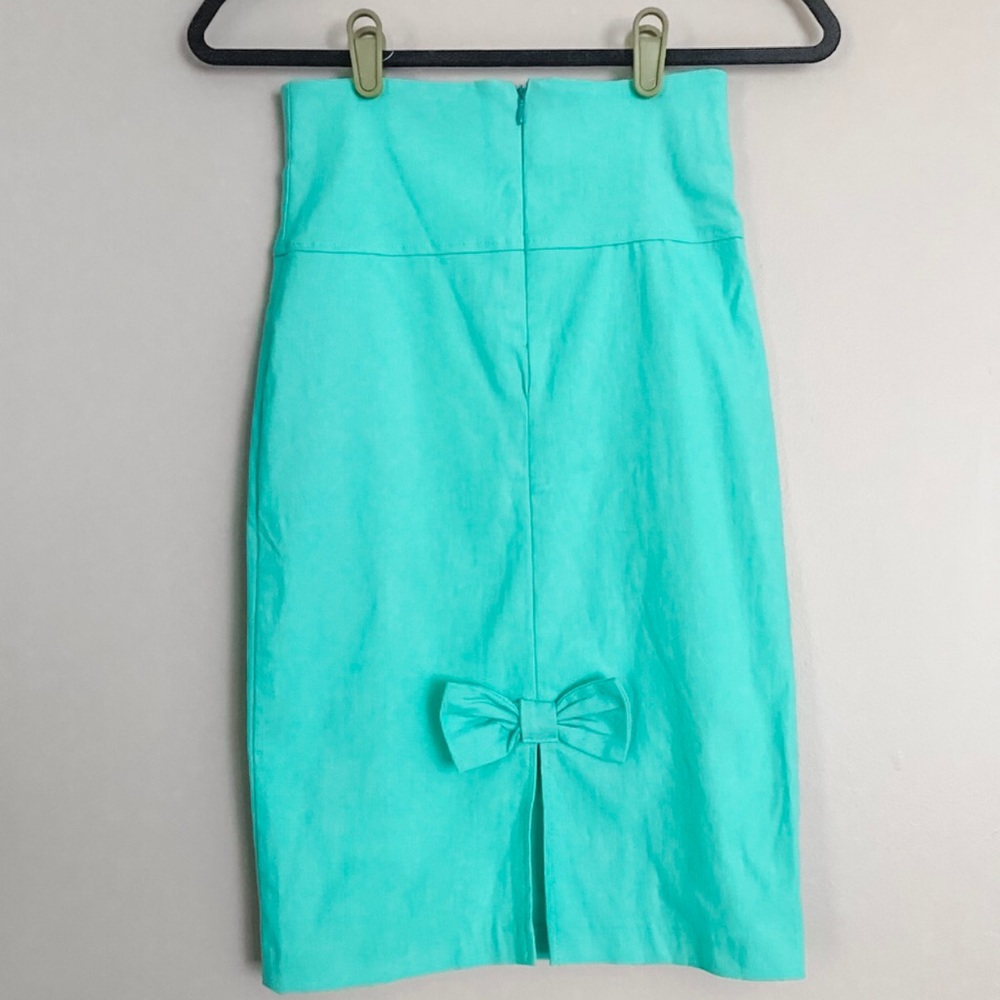 Mint Pencil Skirt with Bow